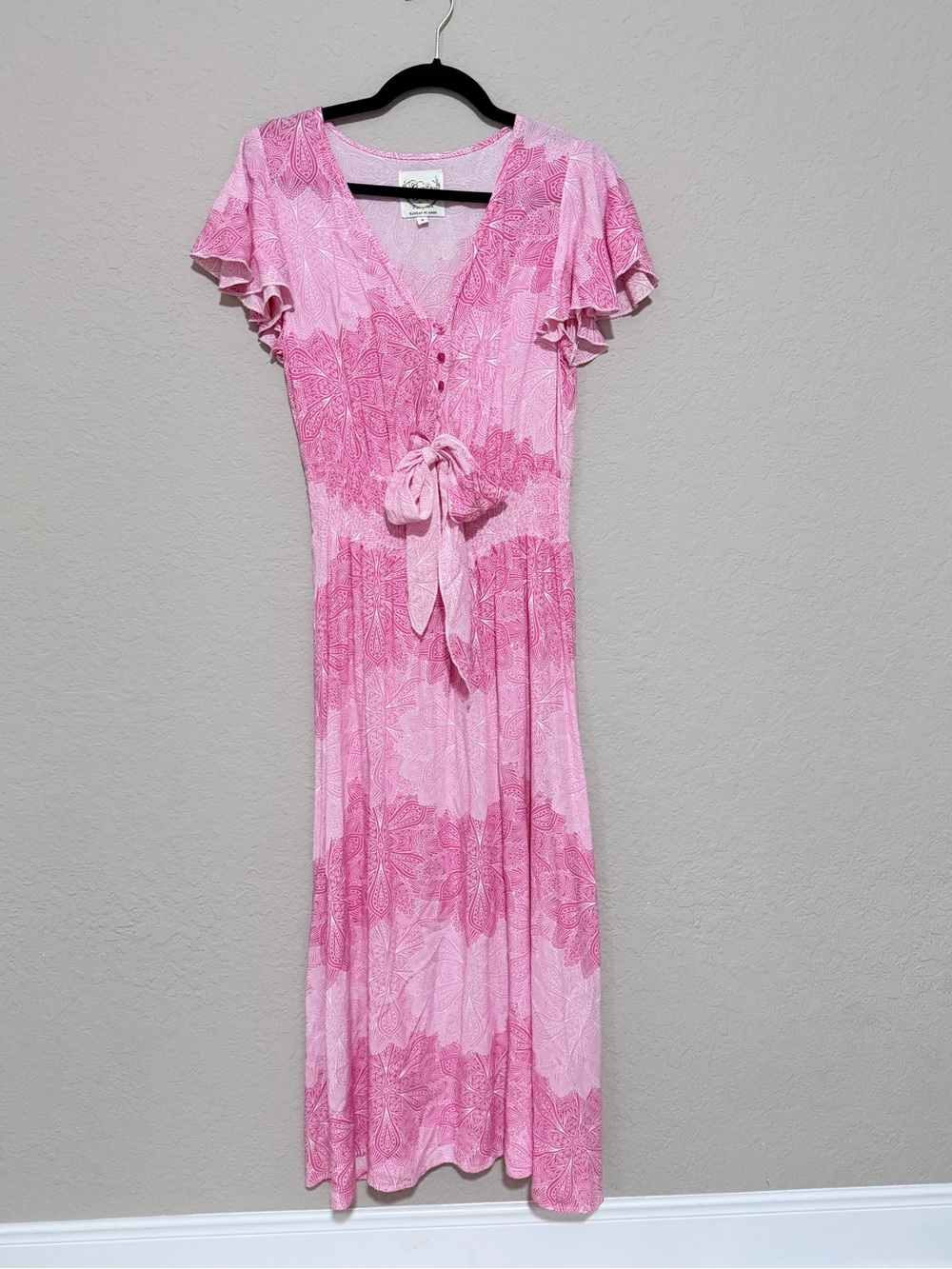 Sunday Mi Amor Pink Floral Tie-Front Maxi Dress